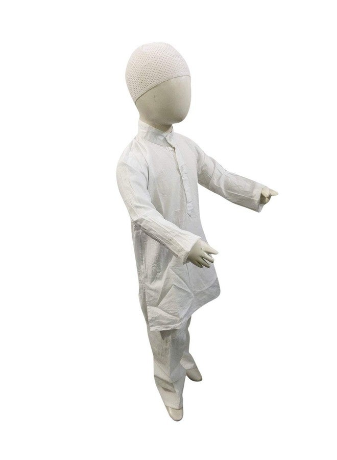BookMyCostume Muslim Boy White Kurta Pyjama & Cap Indian State Fancy Dress Costume for Boys and Adults 10-12 years - Image 2